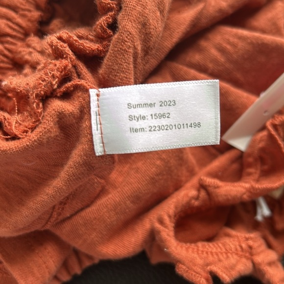 MARINE LAYER Dylan Smocked Sleeveless Top BAKED CLAY Orange Red Sz XS NEW - Picture 9 of 11
